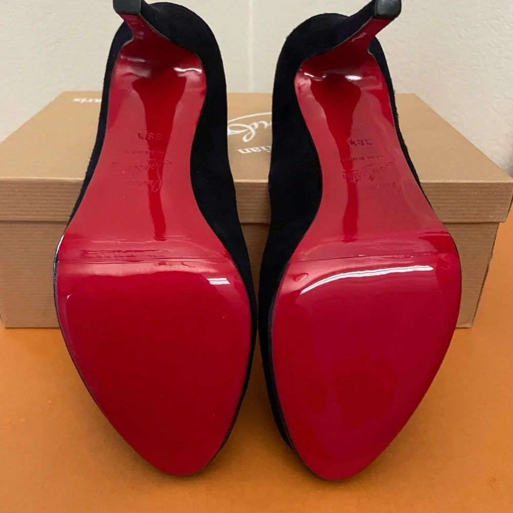 Christian Louboutin Very Prive Black Suede Veau Velour platform pumps EU38.5 - Picture 5 of 12